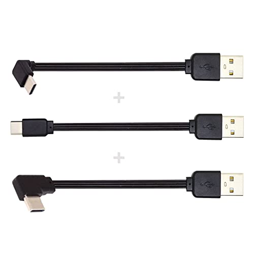 NFHK 3 Stück/Charge 13 cm USB 2.0 Typ-A-Stecker auf USB-C-Typ-C-Stecker, abgewinkeltes Datenkabel, flaches, dünnes FPC-Kabel für FPV & Disk & Telefon Cover