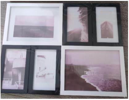 SUMGAR フォトフレーム 多面 ヒンジ付き折りたたみ式 卓上・壁掛け兼用 2L KG ハガキ 複数枚 ポストカード フレーム 壁装飾 シンプル 写真立て おしゃれ (ブラックとホワイト)