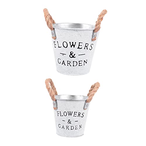 ifundom 2stücke Retro Blumentöpfe Aus Eisen Mit Henkel Rustikale Runde Pflanzkübel Im Vintage-Stil Dekorative Outdoor Blumentöpfe Für Garten Und Terrasse Vielseitige Aufbewahrungslösung