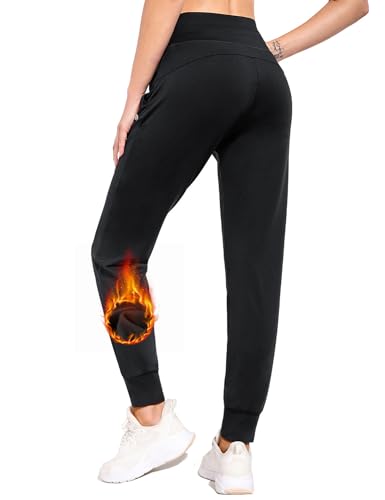 BALEAF Women's Fleece Lined Joggers High Waisted Water Resistant Thermal Winter Trousers Running Yoga Pants