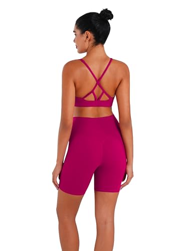 Image of Sunzel Strappy V Neck Criss Cross Back Sports Bra for Women | Removable Pads, Buttery Soft, Four-Way Stretch, Criss Cross Back, V Neck Contour Fit, Medium-Light Support, Yoga Workout Gym