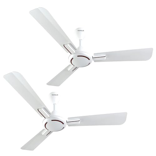 Havells 1200mm Ambrose Energy Saving High Speed Ceiling Fan|Premium Finish, Deco.Fan, Elegant Looks, High Air Delivery| 2 Yr Warranty by Brand | (Pack of 2, Pearl White Wood) Rs. 4779 - Amazon at ₹4779 (35% Off) – Amazon
