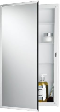 Jensen 781061 Builder Series Frameless Medicine Cabinet with Beveled Edge Mirror, 16-Inch by 26-Inch by 3-3/4-Inch