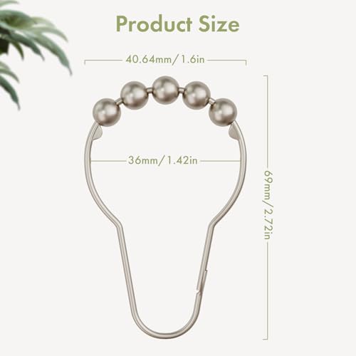 Image of Amazer Decorative Shower Curtain Hooks, Shower Curtain Hooks Rust Proof Stainless Steel Shower Curtain Hooks, Shower Hooks for Shower Curtain Bathroom 12PCS, Matte Nickel