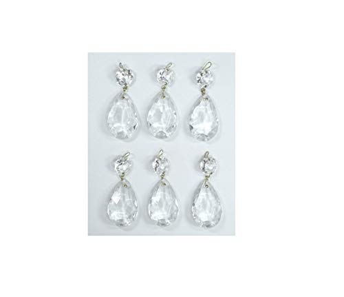 6 p. Pampilles Facette Cristal de bohème 50mm avec octogon pour lustres - décoration