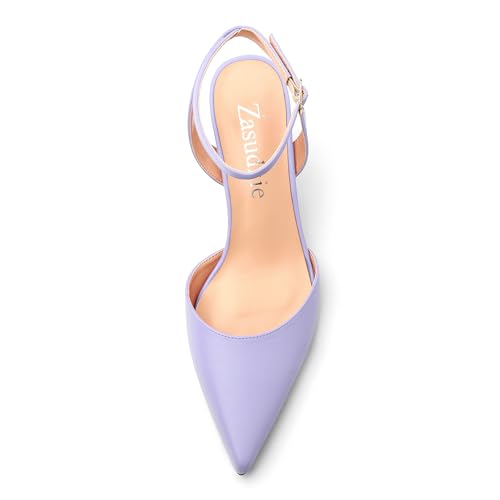 Women's Pumps Slingback Kitten Heels for Women Pointed Toe Ankle Strap Buckle Casual Spool Mid Heel Pumps Comfort Fashion Dress Shoes 2.5 Inch3