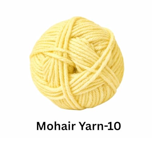 Image of VCR Mohair Nylon Lemon Yellow Yarn, 100 Grams Hank, 196 Meters Length, Acrylic 75%, Mohair Nylon 25%, Pack of 1 Yarn, Soft Crosia Threads, Suitable for Winter Garments.
