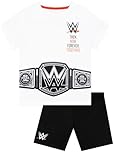 WWE Boys PJs Set, Boys Pyjamas Championship Belt Design, Boys Shorts Pyjamas, Fun Kids Nightwear, White 5-6 Years