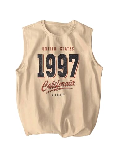 Men's Number Print Jersey Tank Top Crew Neck Sleeveless Graphic Vest Tops