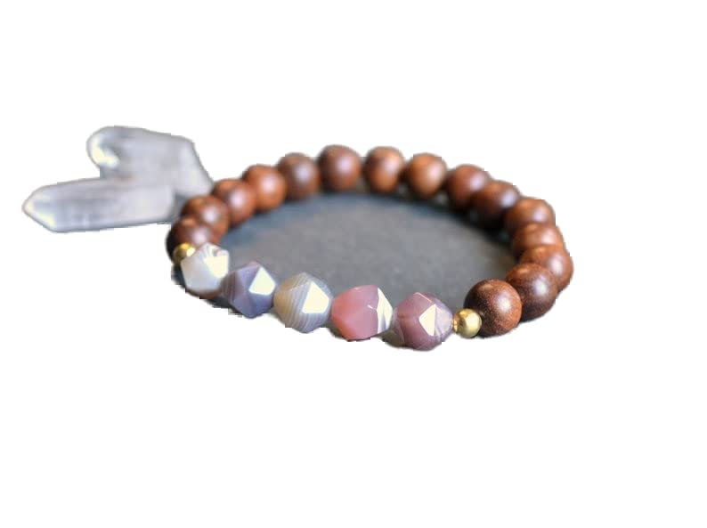 Bracelet agate brune porte-bonheur et prospérité idée cadeau spirituel 8mm stretch