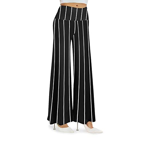 Arolina Women's Stretchy Wide Leg Palazzo Lounge Pants Casual Comfy High Waist Palazzo Pants 3X-Large Vertical Stripes
