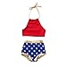Detrade Kleinkind Baby Mädchen Kleinkind Baby Kinder Strap Top Stars Bedruckte Shorts Badeanzug Beach Wear Zweiteiler Anzug Kleidung 1-6Y (Red, 3-4 Y)
