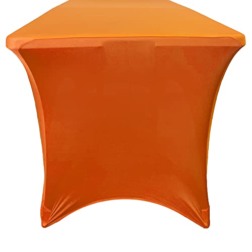 image for YOUR CHAIR COVERS - 4ft Orange Rectangular Spandex Table Covers Fitted