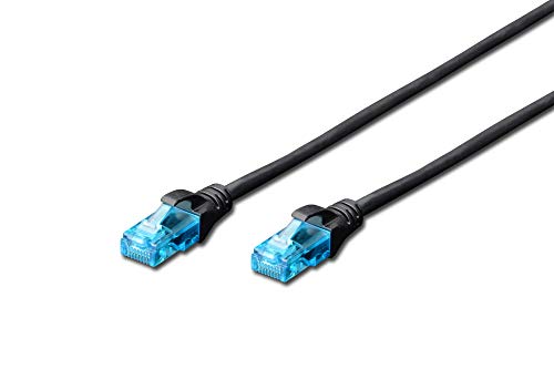 DIGITUS CAT 5e U-UTP Patch Cable, 1m, Network, LAN DSL Ethernet Cable, PVC, CCA, AWG 26/7,Black