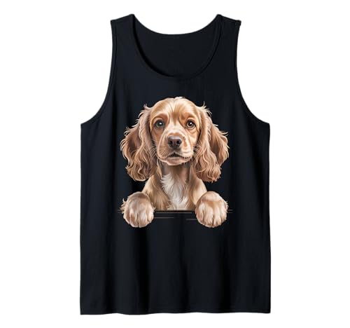 Un divertente Cocker Spaniel che sbircia la testa per salutarci, mostrando quelle lunghe orecchie cadenti, grandi occhi pieni di sentimento e dolce fascino spaniel. Perfetto per qualsiasi amante dei cani Cocker Spaniel.