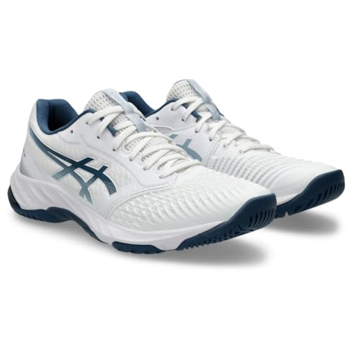 Asics Men's Netburner Ballistic FlyteFoam 3 Volleyball Shoes, 13, White/Vintage Indigo