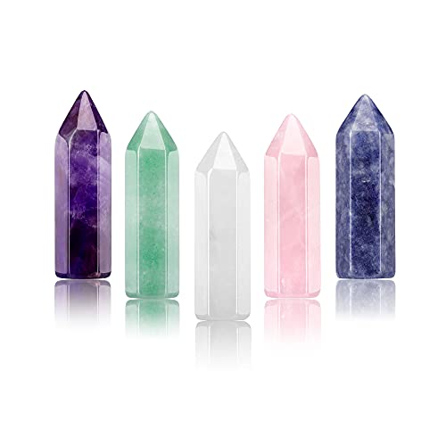 Crystaltears 5Pcs Healing Crystal Single Point Wand Natural Gemstone Polished Tumbled Stone Decor-35Mm #TOP15