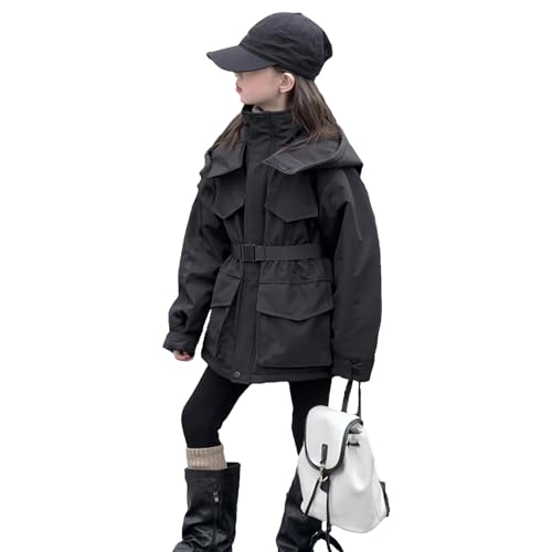 Girl's Parka Jacket Mid Length Synthetic Fur Winter Warm Coat with Detachable Hood3