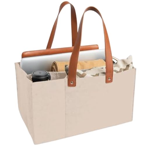 Sac fourre-tout en feutre 14x8x9 pouces à poignées et poches pour femme