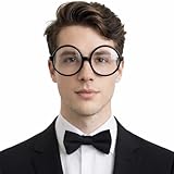 Big Eye Glasses | Big Round Eye Glasses | Funny Round Nerd Eyeglasses | Retro Rounded Shades | Large Circle Eyeglasses | Circular Prop Spectacles | Oversized Costume Eyewear | Black | One Size