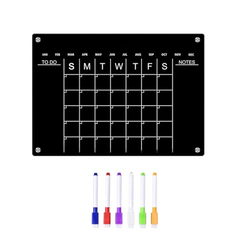 Weekly Planner Wipe Clean, Acrylic Fridge Calendar, Magnetic Weekly Meal Planner, Notepad for Important Reminders for Home Offices (Set 1)