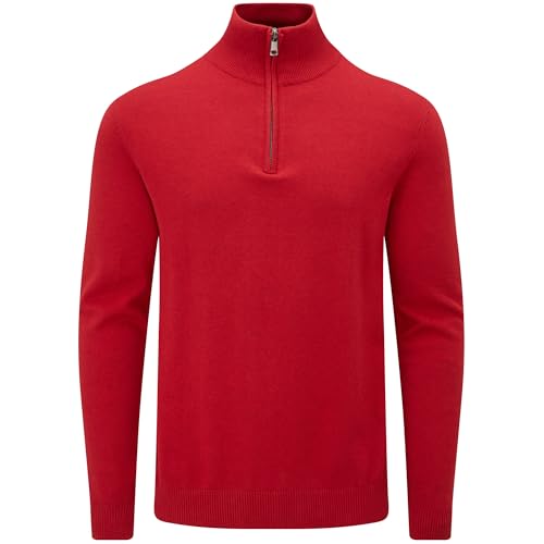 Charles Wilson Jersey con Cremallera Cuello de Algodón para Hombre (L, Red (0524))