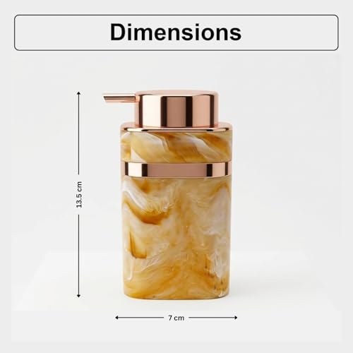 Image of Luxe Home International Marble Pattern Plastic Soap Dispenser for Bathroom and Kitchen Sink Leak Proof Liquid Hand Wash Square Bottle Lightweight Smooth Finish (13.5x7 cm Yellow) Pack of 1