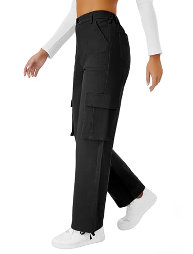 Cargo Pants for Women High Waisted Wide Leg Casual Pants with 4 Pockets Baggy Cotton Pants Y2K Streetwear3