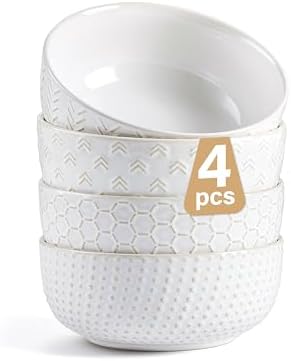 Lareina Cereal bowls 26 oz, Ceramic Soup Bowl for Kitchen, Emboss...