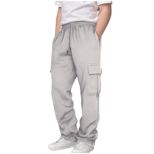 Cargo Sweatpants for Boys Kids Cotton Drawstring Elastic Waist Loose Joggers Running Sweat Pants with Toddler Pant
