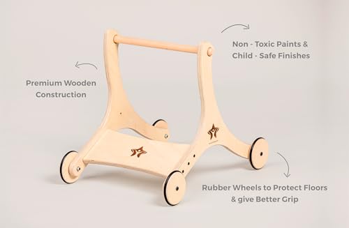 Image of 3-in-1 Convertible Wooden Walker, Cycle & Skater - Multi-Stage Ride-On for Growing Kids (Wood Finish)