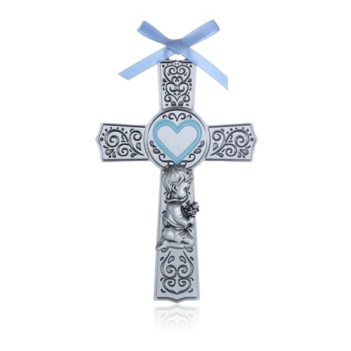 KOMI Baby Catholic Wall Cross 6Inch Baptism Gifts For Boys Religious Wall Decor Catholic Baptism Gifts First Holy Communion, Baby Dedication Gift, Recuerdos Para Bautizo