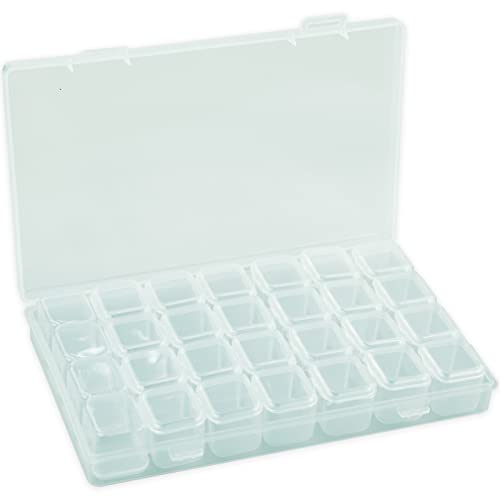 SZCXDKJ Art Storage Boxes,28 Grids Diamond Painting Accessories,Diamond Accessories Crystal Storage Box Embroidery Bead Boxes Organiser Case for Jewellery Beads Earring Tool Organisers Clear