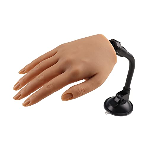 KnowU Main d'entraînement En Silicone Pour Ongles En Acrylique, Main d'entrainement Manucure, Fausse Main, Modèle Féminin Doux Et Pliable, Main d'entraînement Grandeur Nature Avec Support Cover