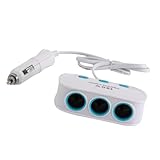 デュアルUSBカーチャージャー - 12V 24Vオートアダプター、トリプルライターソケットスプリッター、デジタル電圧計モニタースイッチコントロール、長持ち | タブレットの道路旅行用マルチデバイスパワーハブ