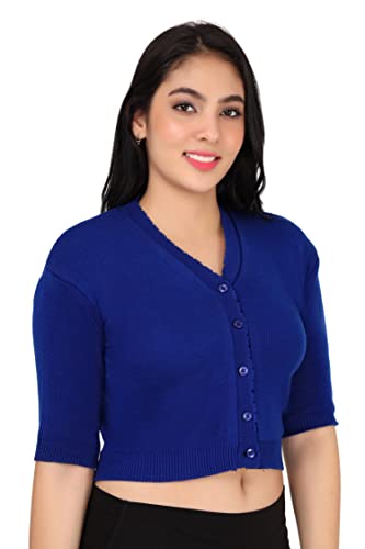 Image of Women Winter Wear V-Neck Half Sleeves Regular Fit Woollen Blouse