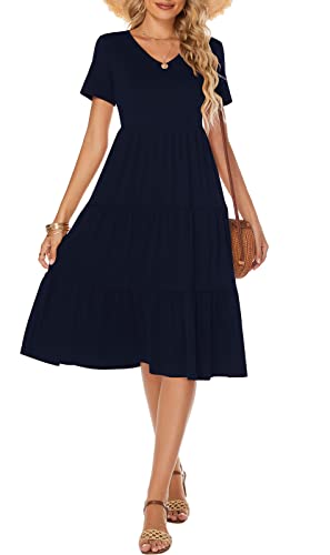 Image of Berydress Women's Casual Summer Tiered Midi Dress 2026 V Neck Boho Sundress