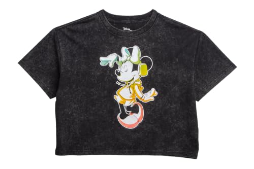 Image of Disney Lightning McQueen Mickey Mouse & Stitch Womens Retro Graphic Tees | Vibrant Disney Graphics, Breathable Fabric, Cropped Fit, Size Up for Ideal Fit
