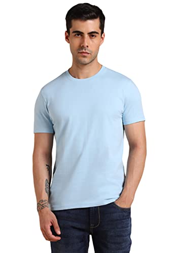 Image of Dennis Lingo Men's Cotton Slim Fit Solid Round Neck T-Shirt