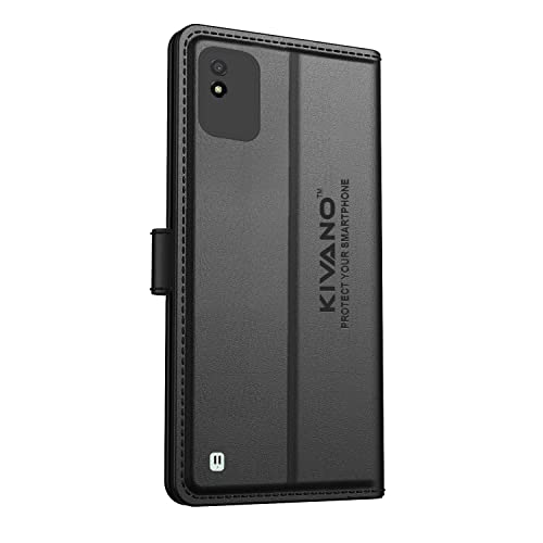 Image of KIVANO Professional Series Wallet Case for Realme Narzo 50i | Luxurious Design | Handcrafted Unique | Premium | PU Leather Flip Cover | Card Slots | Kickstand | Magnetic Closure - Black