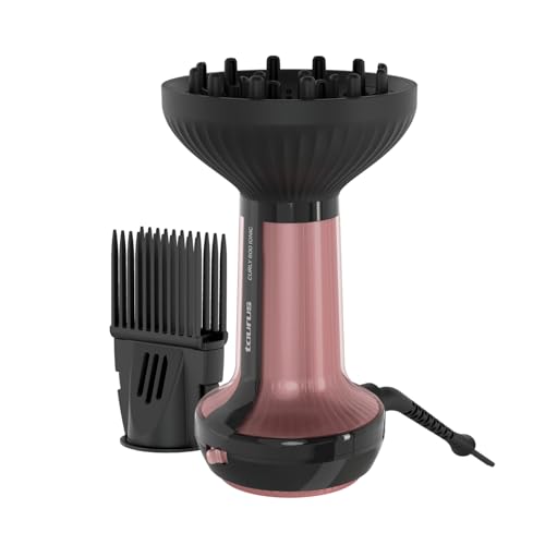 Taurus – Difusor de aire caliente Curly | Para cabello rizado | Ionic Care | Recubrimiento Cerámico | 3 Temperaturas y Velocidades | 800W | Sin efecto encrespamiento | Accesorios