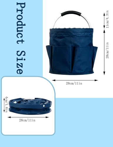 Image of Cleaning Caddy with Handle, for Cleaning Supplies Organizer Bucket | Foldable Storage Tote with 6 Pockets,17L Large Capacity Basket for Household Organizer,Laundry Room,Bathroom & Home