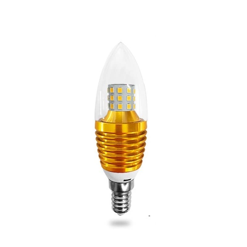 Luz del hogar 20 unids/lote bombilla de vela LED dorado/plateado E14 tornillo maíz luz araña de cristal fuente de luz(Tri-colour,E14 Golden-C 7W)