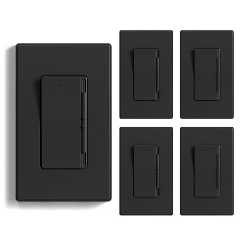Image of ELEGRP Digital Slide Dimmer Light Switch, Dimmer Switch with Decorative Frameless Design Wallplate for LED /CFL, Incandescent,Halogen Bulbs, Single Pole /3-Way, UL Listed, 5 Pack, Matte Black