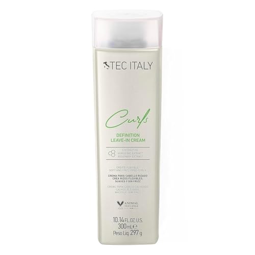 Tec Italy Curls Curl Defining Leave-In Cream for Curly Wavy Hair Moisturizing Frizz Control Soft Hold Styling Defines Curls Adds Shine Smoothness Lightweight Daily Use 10.14 fl oz Size Care