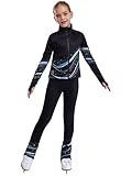Aislor Chándal Deportivo para Niñas Chaqueta Térmica Cálida Y Leggings De Patinaje Artístico Traje De Gimnasia Rítmica Entrenamiento Azul 5-6 años