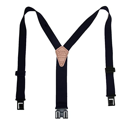 Perry Suspenders Men's Elastic 1.5 Inch Wide Hook End Braces, Navy