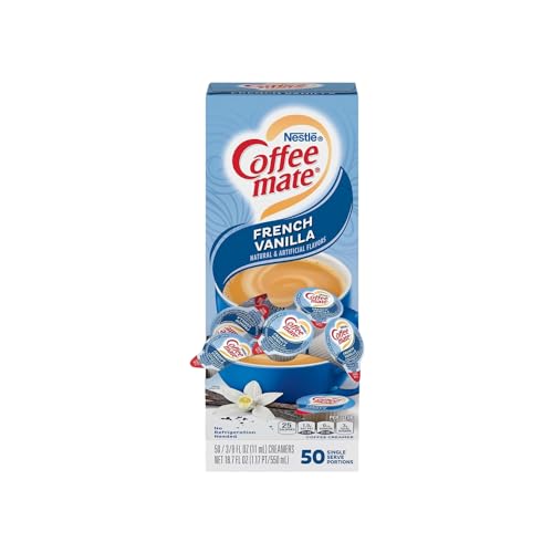 Coffee-Mate - French Vanilla - Liquid Creamer Singles - 50-Piece/ 8fl.oz (11ml) | Pack of 1 | BB: End of March 2024