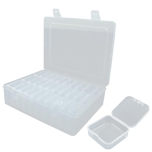 Image of 31 Pcs Bead Organizer Box, Clear Bead Containers Bead Storage Box Plastic Bead Cases for Jewelry Beading Crafts Small Parts(30 x Mini Boxes + 1 x Big Box)