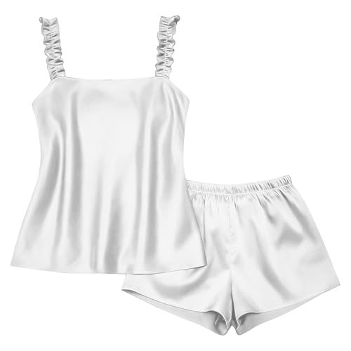 Pyjama en satin de soie avec dentelle chic pour femme